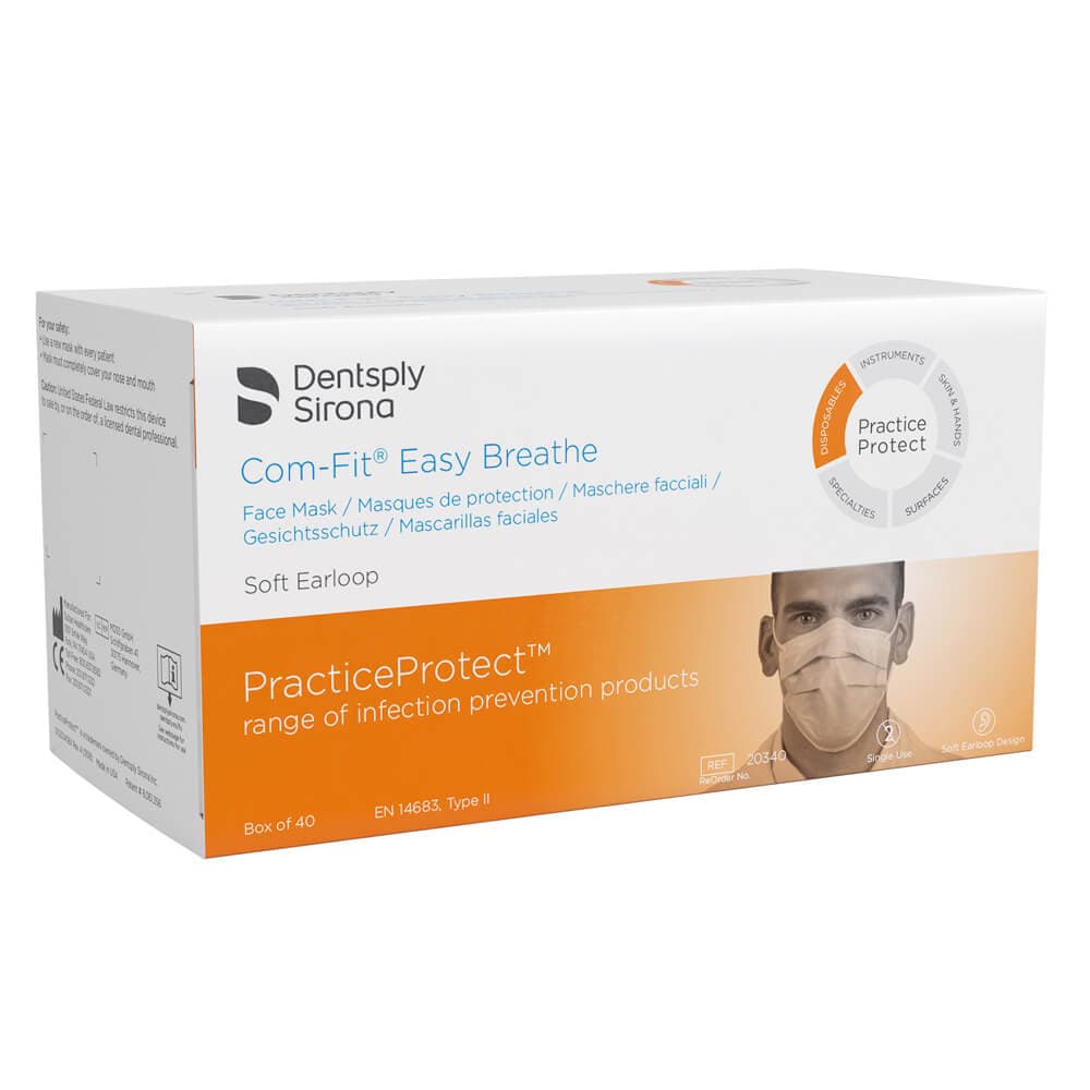 Com-Fit Easy Breathe Mask, Earloop, Blue, PK/40