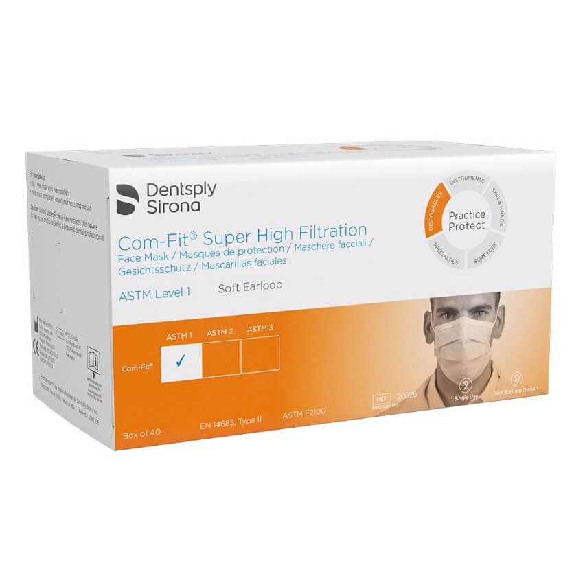 Com-Fit Super High Filtration Mask, Tie-on, Level 1, Blue, PK/40