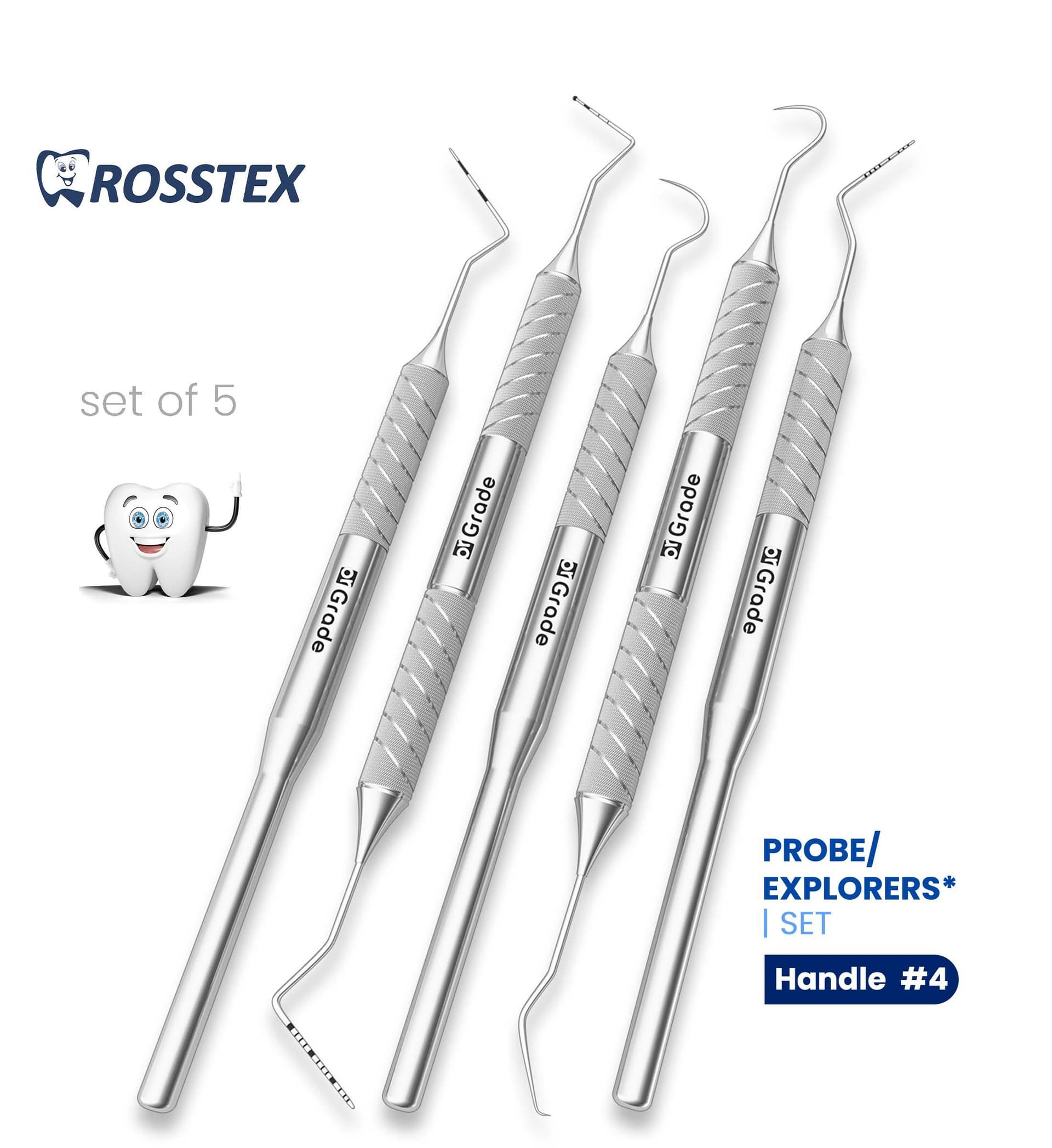 Dental Explorer & Probe Set, 5 Pcs