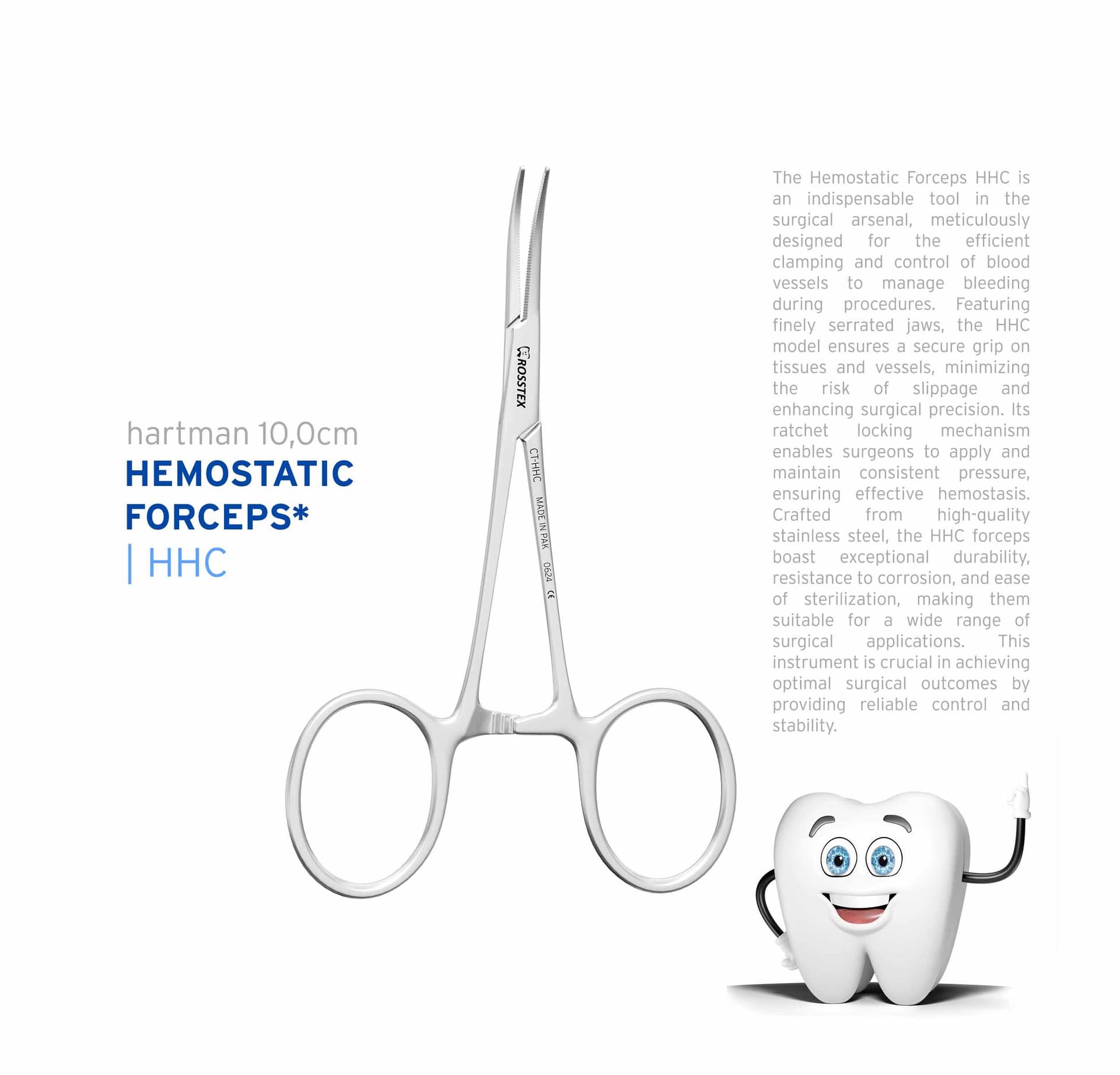 Surgical Forceps Hartman, Curved, 10.0 cm