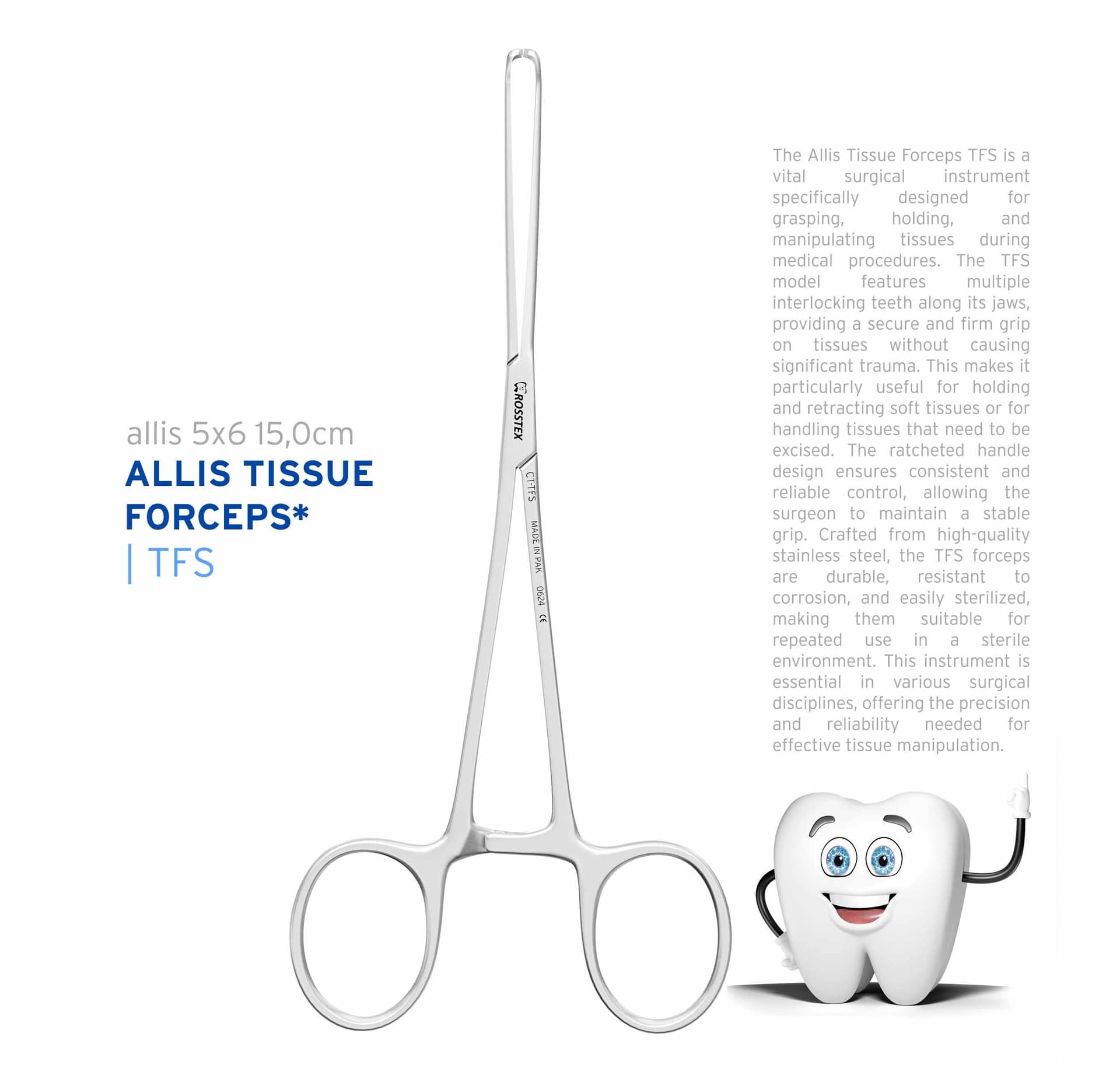 Surgical Forceps Allis, 5x6, 20.0 cm