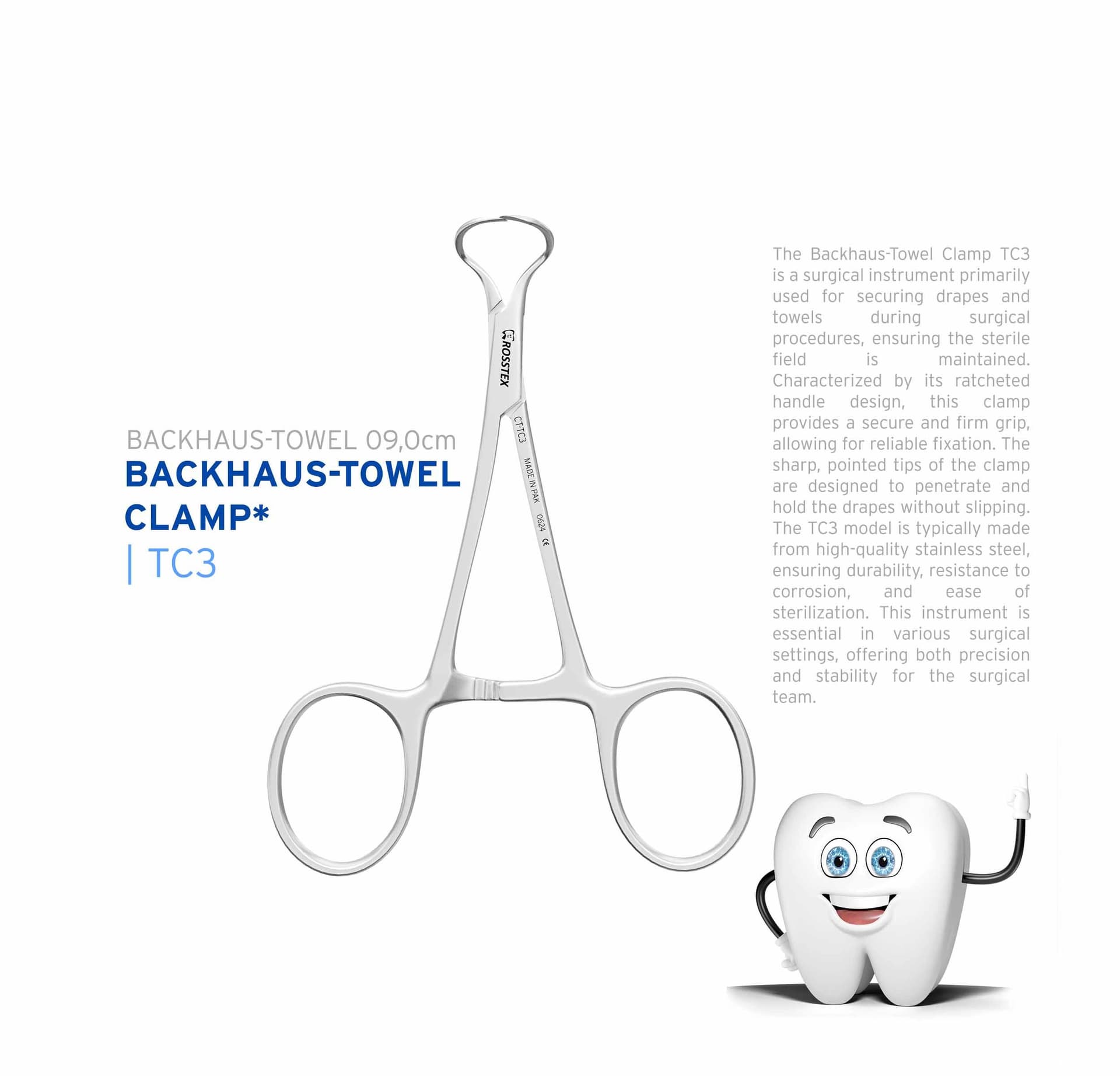 Surgical Clamp Backhaus-Towel, 9.0 cm