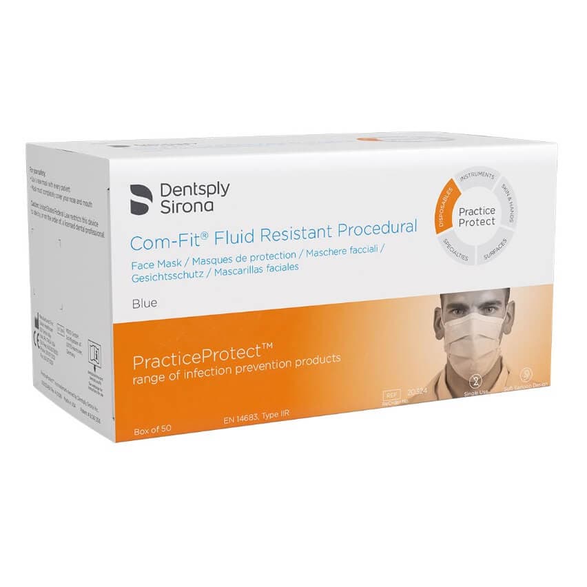 Com-Fit Easy Fluid Resistant Procedural, Level 2, Earloop, Blue, PK/50